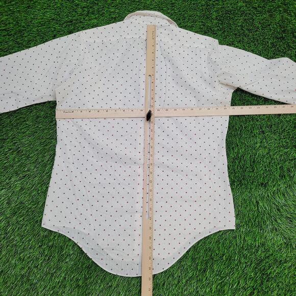 Vintage 90s Pelham Button Shirt M/L 15 21x30 Polka-Dot - Picture 7 of 10